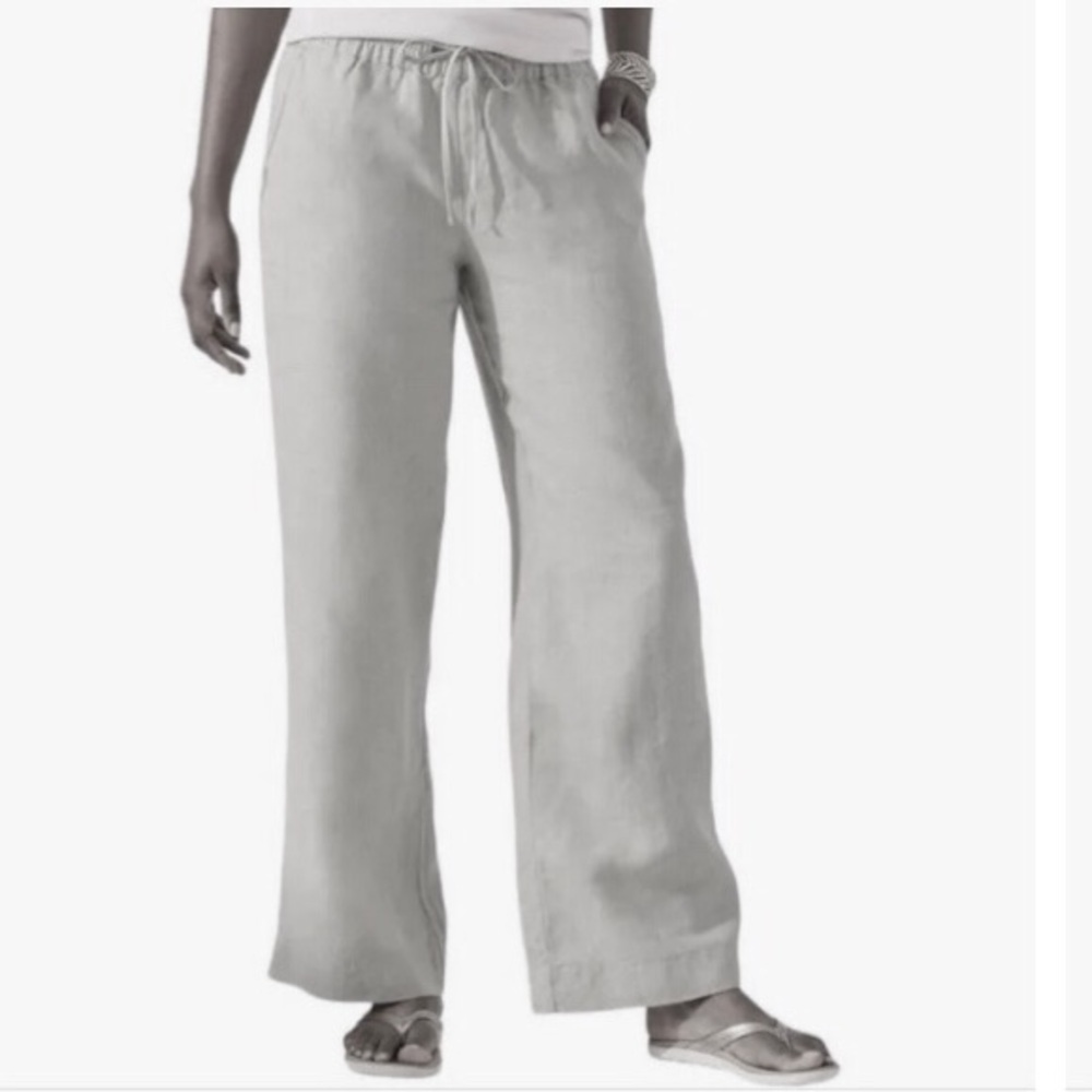 TOMMY BAHAMA Two Palms Metallic Stripe Drawstring Pants Grey relaxed fit Size 4